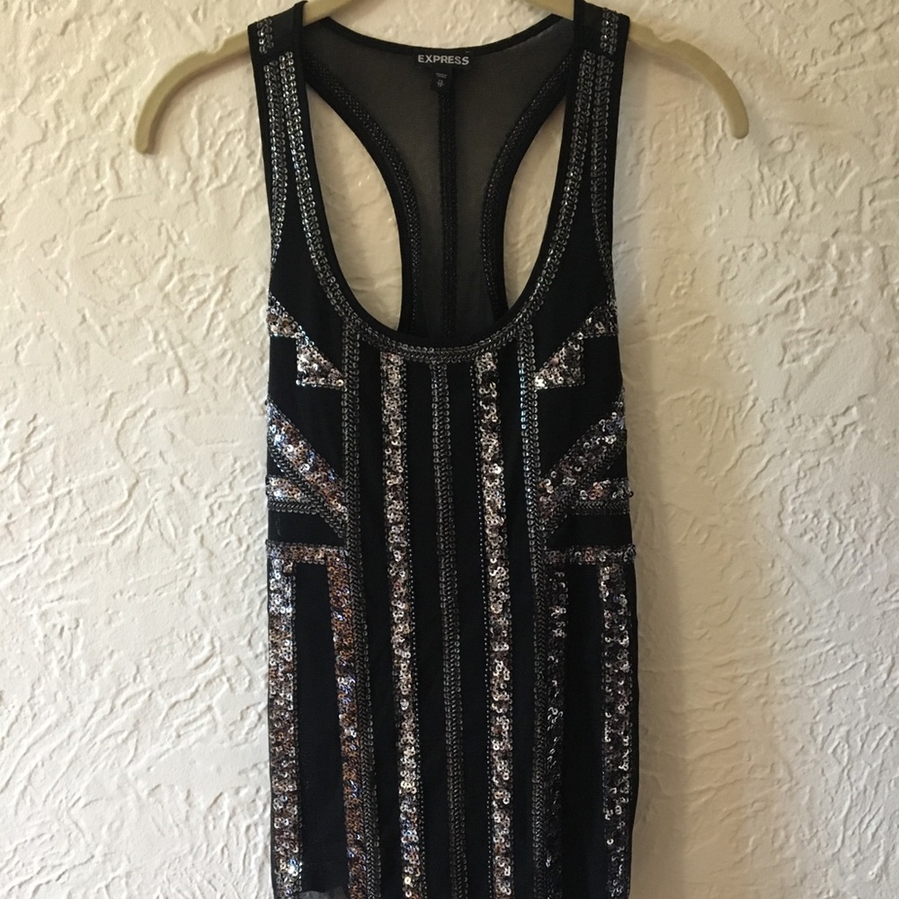 Black sequin tank top